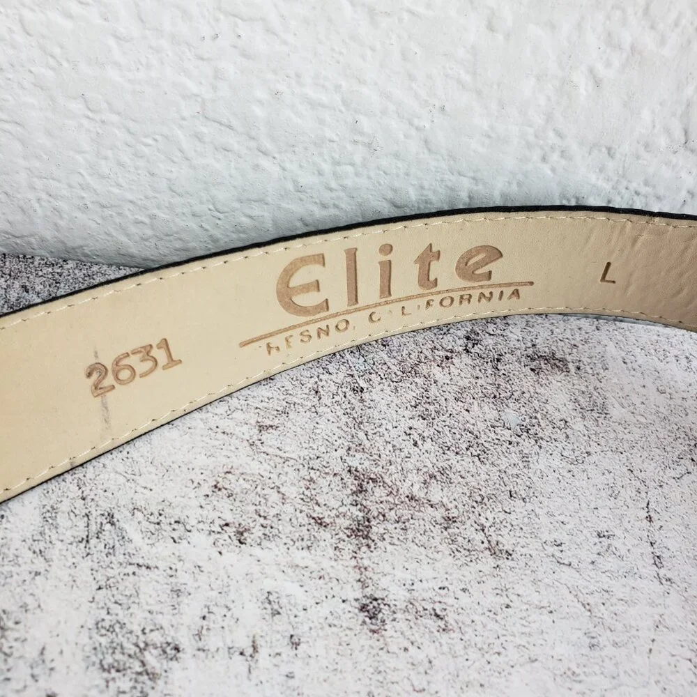 Vintage Elite Fresno Ca Leather Belt Snakeskin Python Metallic size L